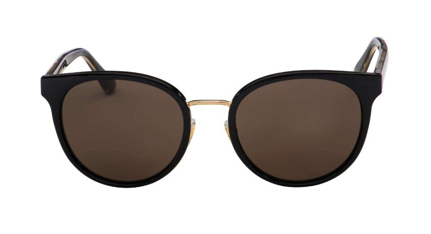 Pre-owned Gucci Gg0850sk 002 Round Oval Panthos Black Shiny Grey 56 Mm Women's Sunglasses In Solid Grey