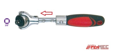 CRICCHETTO PORTA BUSSOLE CON TESTA SNODABILE E MANICO ALLUNGABILE 3/8" FERMEC