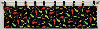 Hot Peppers Tab Top Valances or Curtains