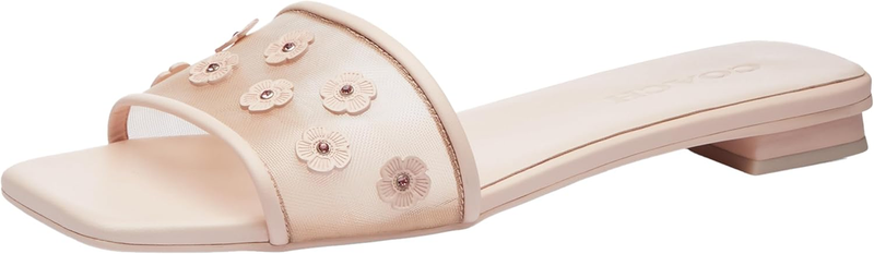 COACH womens Flat Sandals With Tea Rose