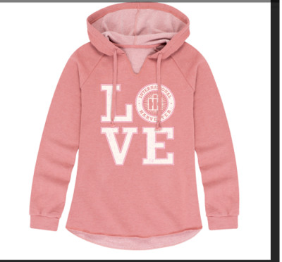 International Harvester Love IH - Women's Lightweight Dusty Rose Hooded Pullover