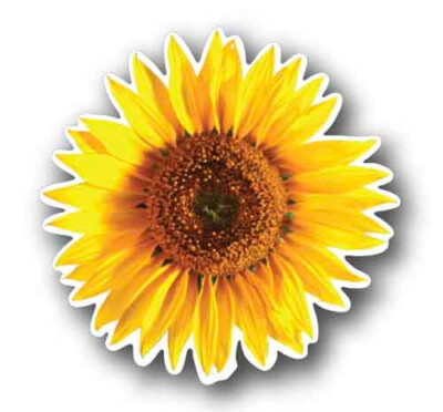 Sunflower Decal Sticker 4'' Round Waterproof Vinyl