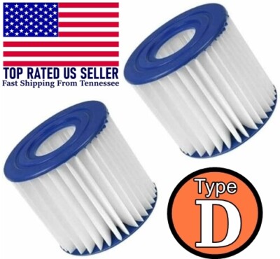 2 Pack Summer Waves TYPE D Swimming Pool Pump Filter Cartridges (4.13'' x 3.75'')