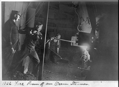 Photo:Fire room of an ocean steamer,Stoddard,Engine Room,Coal,c1898