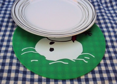 Green Snowman Silicone Table Placemat Table Trivet Kitchen Hot Pad Table Decor