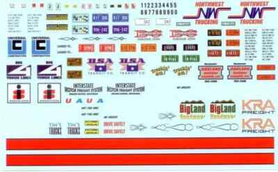 AMT 1/25 Big Rig Trucking Decals  MKA022-NEW