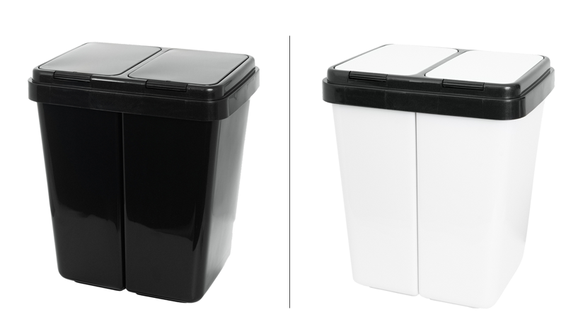 Grizzly Doppelmülleimer 2 x 25l Duo Recycling - Abfallbehälter Mit 2-Fach Deckel