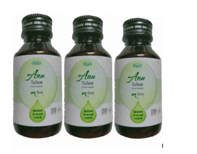 Anu Thailam - Ayurvedic Nasya Oil 3 x 50ml for Sinus Relief Herbal Ayurveda Cold