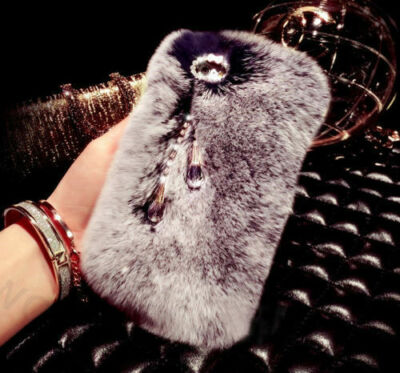 Fashion Rabbit Fur Diamond Crystal Bling Case For iPhone 16 Pro Max 14 13 12 15