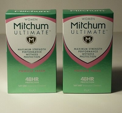 MITCHUM ULTIMATE Women POWDER FRESH Antiperspirant Deodorant 1.6oz SOLID 2PC LOT