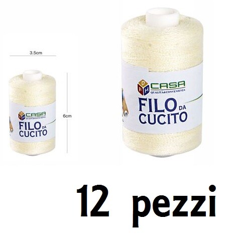 Set 12 Pz Filati Rocchetto Filo Da Cucito Sarto 3,5x6cm Panna 64406-8 dfh