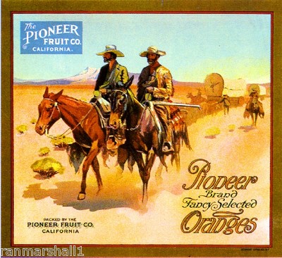 Redlands California Cowboy Pioneer Orange Citrus Fruit Crate Label Art Print