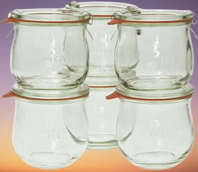 Weck 746 1/5 Liter Wet And Dry Food Storage Tulip Jar, 12.5 Oz - Set of 6
