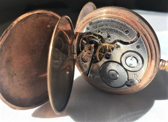 Antique 1911 Hamilton Gold Plated Pocket Watch 17 Jewels