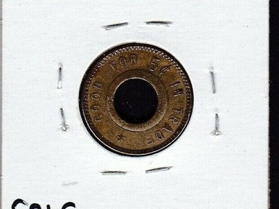 1910's Inter-City Novelty,Calgary,Alberta,Canada 5 Cents Merchant Token