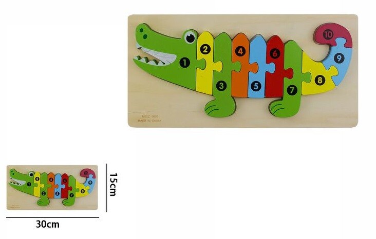 3D Puzzle Legno Forma Coccodrillo Educativo Colorato Bimbi Bambini Imparare dfh