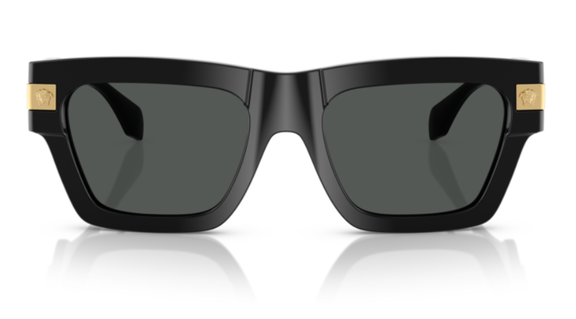 Pre-owned Versace Ve4464f Gb1/87 Black/dark Grey Rectangular 55mm Women's Sunglasses In Gray