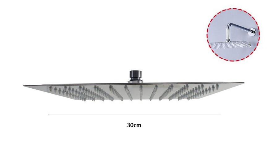 Soffione Doccia Ugelli Fori Bagno Miscelatore Quadrato 30x30cm dfh