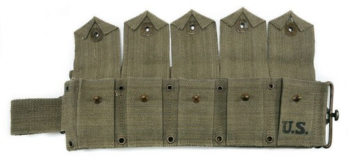 US M1 Garand M1923 Cartridge Belt Dark OD Marked JT&L 1944 will fit up to 49"