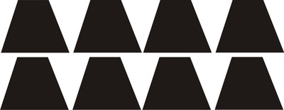 Firefighter Helmet Decals - Set of 8 Reflective Black Trapezoids 1.75