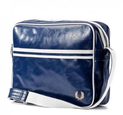 バッグ FRED PERRY 90s PU Leather Boston Bag FRED PERRY CLASSIC RETRO BARREL BAG - BLACK/YELLOW OLD