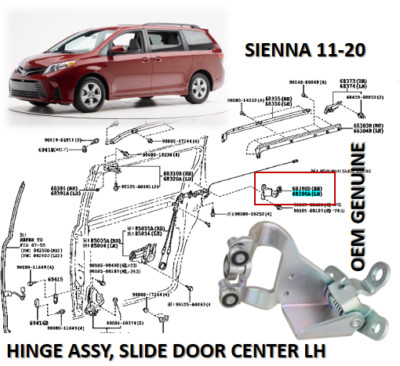 SIENNA 11-20 HINGE ASSY, SLIDE DOOR CENTER LH OEM GENUINE STEEL ALLOY
