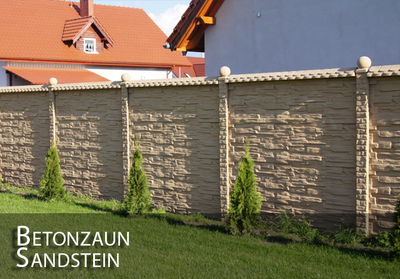 WINTERPREIS! 1m Zaun Betonzaun Sandsteinoptik Gartenzaun Betonzuäne