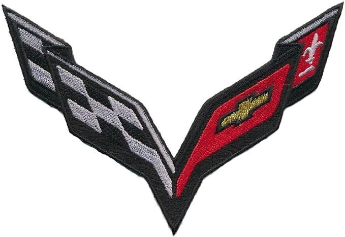 Corvette Racing Flags Sports Cars Embroidered Iron on Sew on