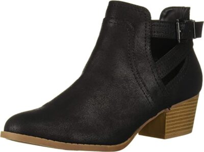 Fergalicious Women's Banger Ankle Boot Cut out Buckle Black Booties Size 6.5