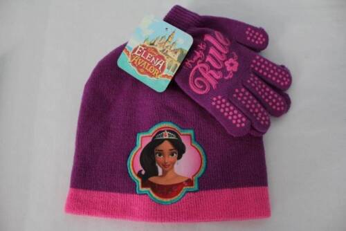 Pre-owned Disney Kids' Girls Beanie Hat Gloves Set  Princess Elena Of Avalor Winter Knit Cap In Purple