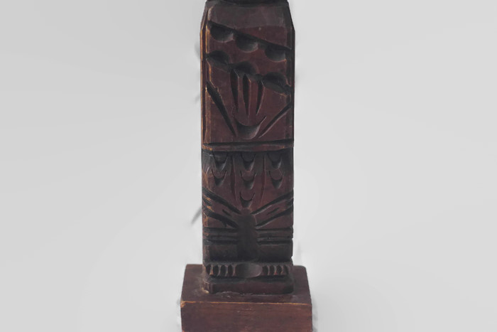 Wooden Carved Tiki Candleholders Set of 2
