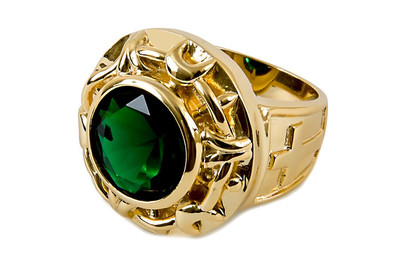 Brand New Mens Clergy Ring (SUBS622), Green Stone, Christian