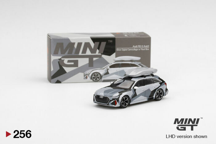 MINI GT ミニGT AUDI RS6 シルバー デジタル カモフラージュ MINI GT 256 Audi RS6 Avant Silver Digital Camouflage w/ Roof