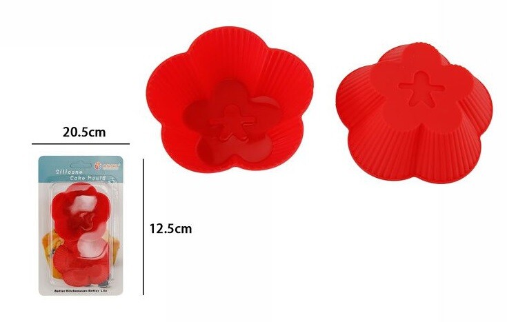 Set 2 Stampi Formine Silicone Pirottini CupCakes Dolci Muffin Forma Fiore dfh