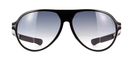 Pre-owned Tom Ford Sunglasses Ft0881-01b-60 Shiny Black Blue Smoke Gradient With Light In Gray