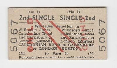 Railway Ticket BR Willesden Jcn to Caledonian Rd etc 2nd Child...