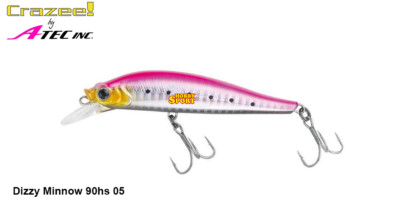 DIZZY MINNOW 90HS COL 05 PINK BACK IWASHI PESO 28 GR CRAZEE SPINNING MARE