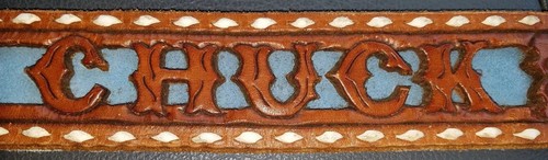 HAND TOOLED LEATHER & BABY BLUE SUEDE WESTERN RODEO COWBOY BELT W/ NAME 
