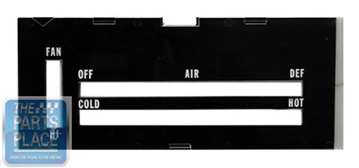1970-72 Camaro Heater Control Lens W/ Backing Paper W/O A/C
