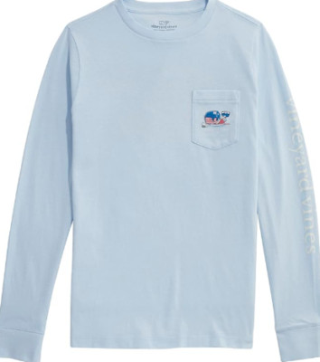 Vineyard Vines Boys' Glow Hockey Whale Long-Sleeve Pocket Tee, Medium
