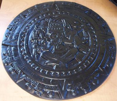CONCRETE Cement Plaster BORDER ART STAMP Aztec Sun Dial 15'' Imprint MAT New 