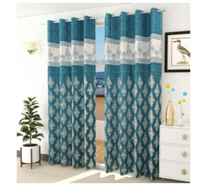 Jute Jacquard Room Darkening Home Curtain 5ft Window 1Pcs Turquo