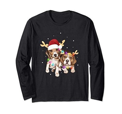 Cute Christmas Beagle Dog Santa Hat Reindeer Dog Owner Gift Long Sleeve