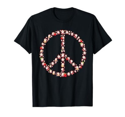Christmas Peace Sign Santa Claus Retro Hippie Happy Holiday T-Shirtfrom JP