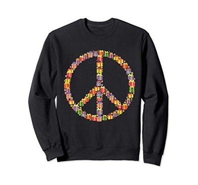 Christmas Peace Sign Santa Claus Retro Hippie Happy Holidays Sweatshirtfrom JP