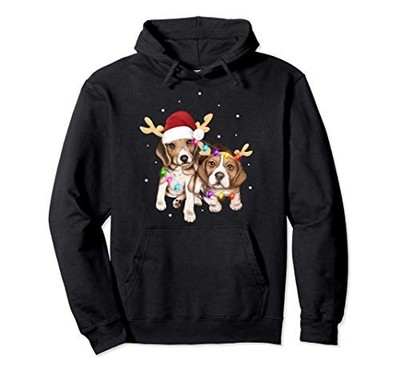 Cute Christmas Beagle Dog Santa Hat Reindeer Dog Owner Gift Hoodiefrom JP
