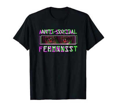 Antisocial Feminist Japanese Text Aesthetic Anime Vaporwave T-Shirtfrom JP