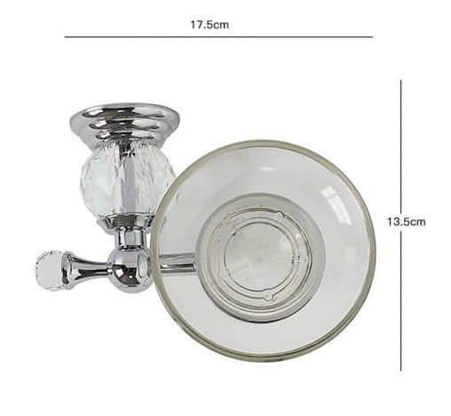 Porta Sapone Con Piattino Vetro Montaggio a Parete Bagno Crystal dfh