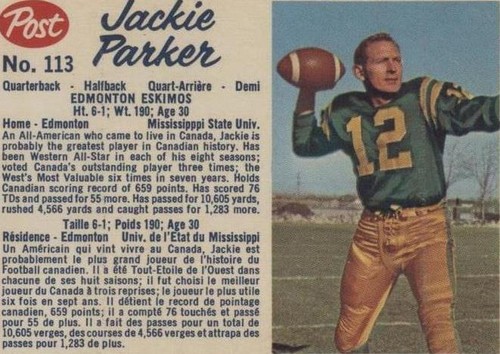 1962 Post Cereal CFL Jackie Parker #113