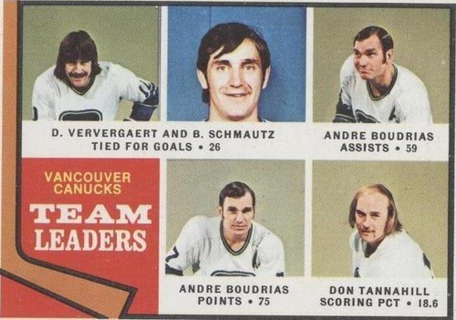 1974-75 Topps - Andre Boudrias Bobby Schmautz Dennis Ververgaert #117